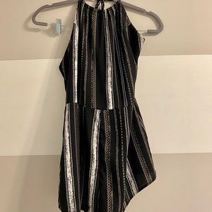 Black stripe halter romper
